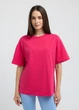 Женская футболка из хлопка oversize Giulia T-SHIRT BASIC 4825/010 M Pink-fuchsia, свободная, повседневная оверсайз - изображение 4