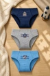 Трусы 3шт слип детские хлопок для мальчика Baykar р 3 122-128 см 5-6 лет арт 3547 Space rocket - изображение 1