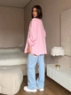 Подовжена жіноча сорочка з мусліну 2004, Рожевий, one size - изображение 4