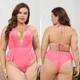 Мереживне боді з доступом прозора еротична білизна plus size 3XL-4XL Рожевий - зображення 3