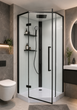 Душовий бокс INSANA Olivia 90×90×215 см, п'ятикутний, з мілким піддоном 15 см, чорний профіль, гідромасаж, прозоре скло - изображение 1