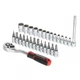 Набор головок 28 шт 1/4 '4-14 мм, TORX, PH, HEX, SL на 72 зуба из Cr-V стали Intertool ET-8018 с трещоткой и удлинителем для монтажа резьбовых соединений - изображение 3
