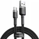 Кабель Baseus Cafule Type-C - USB 2м (3A) тканевый для зарядки и передачи данных Black (CATKLF-CG1) - изображение 1