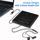 Внешний DVD/CD привод NOLYTH 5-в-1 USB 3.0 Type-C — Портативный дисковод для MacBook и Windows с SD/TF и Аудиовыходом - изображение 3
