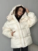 Женский пуховик молочный однотонный с капюшоном куртка. S-M (370104) - изображение 7