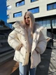 Женская зимняя куртка молочная однотонная теплая L-XL (369561) - изображение 4