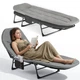 Шезлонг-кровать туристический Outtec Sun Zen раскладной мягкий с матрасом серый - изображение 1