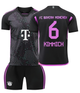 Форма футбольная детская Kimmich (Киммих) 6 Bavaria Munich (Бавария Мюнхен), сезон 24/25, 24 размер, рост 135-140 см, черная с фиолетовым - изображение 1