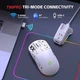 Безшумна Ігрова Миша HXSJ T90 PRO Білого Кольору з RGB Підсвічуванням та Док-Станцією для Заряджання. Бездротова 2,4 ГГц/Bluetooth/кабель. Акумулятор 650 мАh. Сенсор 3600 DPI - зображення 3