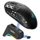 Безшумна Ігрова Миша HXSJ T90 PRO Чорна Кольору з RGB Підсвічуванням та Док-Станцією для Заряджання. Бездротова 2,4 ГГц/Bluetooth/кабель. Акумулятор 650 мАh. Сенсор 3600 DPI - зображення 1