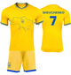 Форма футбольная детская Shevchenko (Шевченко) 7 Ukraine (Сборная Украины), сезон 24/25, 28 размер, рост 150-155 см, желтая - изображение 1