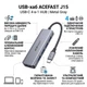 USB-хаб ACEFAST J15 Type-C на 4xUSB 3.0 4-in-1 HUB docking station (0.15m, 5Gbps). Gray - зображення 2