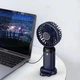 Ручной портативный вентилятор Led Digital Display Fan аккумуляторный USB с LED дисплеем, складной с подставкой, синий - изображение 5