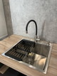 Кухонна мийка Kraft 50x50 см, товщина 3.0/1.0 мм, зі змішувачем гнучкий чорний, дозатором та кошиком - изображение 1
