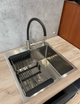 Кухонна мийка Kraft 50x50 см, товщина 3.0/1.0 мм, зі змішувачем гнучкий чорний, дозатором та кошиком - изображение 3
