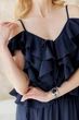 Блузка с воланами короткая ART KNIT синяя, S 045277 - изображение 3