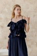 Блузка с воланами короткая ART KNIT синяя, S 045277 - изображение 5