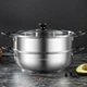 Двухслойная пароварка MAXCOOK, большой объем 30 см, для приготовления горячих блюд и супов, изготовлена из утолщенной нержавеющей стали, совместима с газовыми и индукционными плитами. - изображение 4