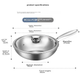 Вок з нержавіючої сталі MAXCOOK 304 з кришкою, тришарова сталева каструля діаметром 32 см, сумісний з індукційними та газовими плитами MCGU-YY32 - зображення 4