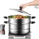 Дворівнева пароварка з нержавіючої сталі MAXCOOK 28 см, сумісна з індукційними, газовими та плитними конфорками - изображение 1