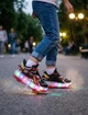 Роликовые кроссовки с подсветкой LED на двух колесах Черный-красный Размер 36 - изображение 2