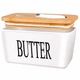 Масленка керамическая BUTTER с бамбуковой крышкой и ножом для масла (0480) Белый - изображение 1
