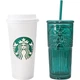 Стакан Starbucks Goddess темно-зелений з трубочкою, 550 мл, ретро - зображення 2