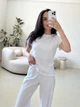 Женская пижама футболка и брюки с рюшами Rose Amour L/XL белая SetWH1517 - изображение 7