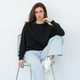 Світшот жіночий трикотаж чорний, L;XL - изображение 1