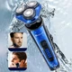 Аккумуляторная электробритва SK-9658 роторная с USB зарядкой водонепроницаемая с нержавеющими лезвиями синий - изображение 2
