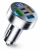 Автомобільний зарядний пристрій 5 портів 3 USB 2 Type C PD з вольтметром і швидкою зарядкою - изображение 1