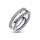 Серебряное кольцо Pandora с логотипом, паве и металлическими шариками Серебряное кольцо Пандора Корона Паве 192312C01 16 мм 17.8 мм - изображение 3