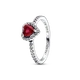 Серебряное кольцо Pandora «Красное сердце» Серебряное кольцо Пандора Сердце Паве 198421C02 16 мм 17.8 мм - изображение 1