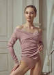 Боді розігрівочне RENE з довгим рукавом rayon rib knit, corall almond, XS - изображение 3
