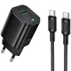 Мережевий зарядний пристрій Borofone BAS85A Star PD30W+QC3.0 (1USB-A/1C) + кабель Type-C to Type-C Black - зображення 1