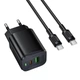 Сетевое зарядное устройство Borofone BAS83A Star PD20W+QC3.0 (1USB-A/1C) + кабель Type-C to Type-C Black - изображение 1