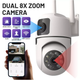 Уличная Wi-FI Камера видеонаблюдения 8 MP/ 360°, поворотная уличная IP видеокамера с двумя объективами, встроенный динамик, ночное видение, умное отслеживание человека, защита для улицы и дома - изображение 1