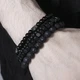 Набор браслетов 4в1 для мужчин Вулканические камни из натуральных камней, браслет для мужчин Черный - изображение 5