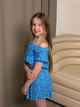 Детский костюм для девочки подростка на лето, топ и юбка-шорты из хлопка IRmAS 1270 рост размер 140 голубой - изображение 3