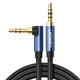 Кабель AUX Ugreen AV112 Г-образный 3.5mm - 3.5mm металлический корпус с золотым покрытием и оплеткой 1m Blue (60179) - изображение 1