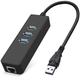 Мережевий адаптер Dynamode USB LAN RJ45 чорний концентратор з USB хабом на 3 порти (884034м) - зображення 2
