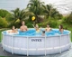 Круглый каркасный бассейн Intex 26746 + лестница, фильтр-насос, тент, подстилка, большой для всей семьи на 19156 л, серый - изображение 8