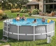 Круглый каркасный бассейн Intex 26718 + лестница и фильтр-насос, 366x122 см, большой и вместительный для всей семьи, с прочным каркасом, серый - изображение 8
