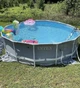Глибокий каркасний басейн Intex 26716, 366 x 99 см, об'єм води: 8592 л + сходи 107 см + фільтр-насос 2006 л/год, для всієї родини, сірий - зображення 2