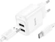 Мережевий зарядний пристрій з кабелем Hoco C141A Smart dual-port charger set (Type-C) White (6942007627917) - зображення 1