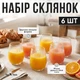 Набір склянок для води та соку 6 шт 320 мл, низькі склянки для холодних напоїв із загартованого скла - зображення 3
