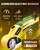 Акумуляторні електричні ножиці Saker з LED-підсвіткою — Універсальний різак для тканини, шкіри, килимів та картону, USB-C, Жовтий - зображення 4