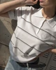 Женское вязаное поло Noven белое в полоску One Size - изображение 3