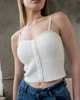 Вязаный топ Sirena на тонких бретелях белый One Size - изображение 1