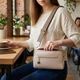 Женская кожаная сумка Vintage 22х14х6,5 см белая на два отделения с тиснением под змею 60698 - изображение 1
